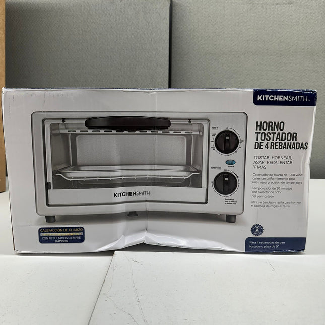 KitchenSmith by Bella 4-Slice Toaster Oven - Stainless Steel, New