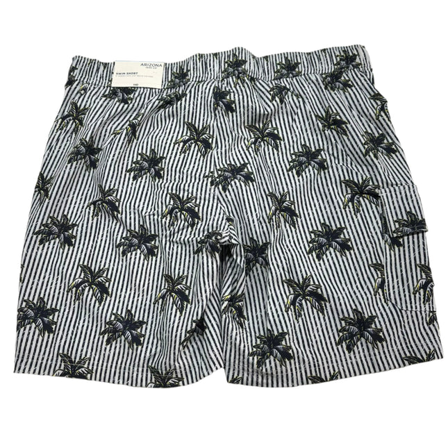 Arizona Men's Black Striped Palm Swim Shorts Size XL - New