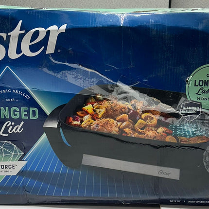 Oster DiamondForce 12"x12" Strain & Pour Electric Skillet - Nonstick Coating with Diamonds, Adjustable Temp, New