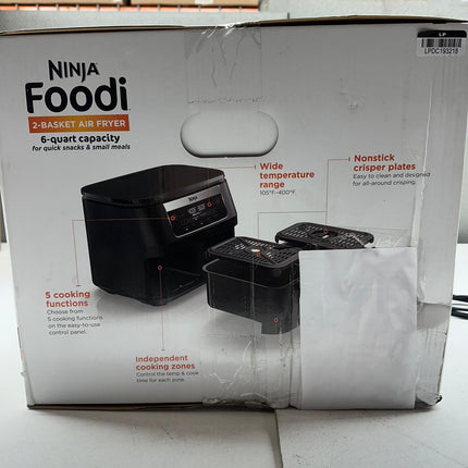 Ninja Foodi 6qt 5-in-1 2-Basket Air Fryer with DualZone Technology - DZ090, Stainless Steel, New