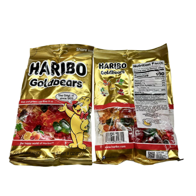 Haribo Gummi Candy Original Goldbears - Pack of 2 (8 oz Each) - New, Exp. 04/2025