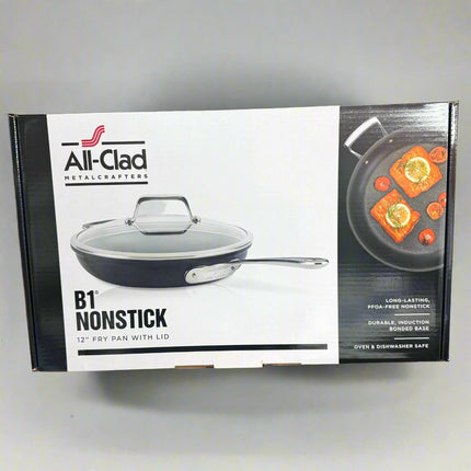All-Clad B1 Hard Anodized Nonstick 12-Inch Fry Pan with Helper Handle and Lid – New