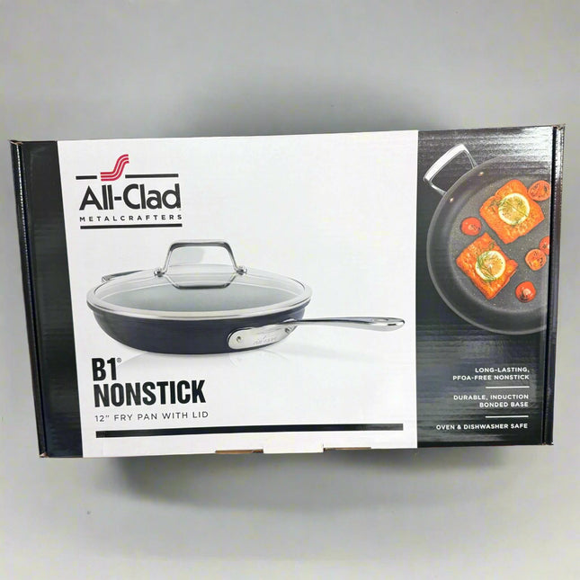 All-Clad B1 Hard Anodized Nonstick 12-Inch Fry Pan with Helper Handle and Lid – New
