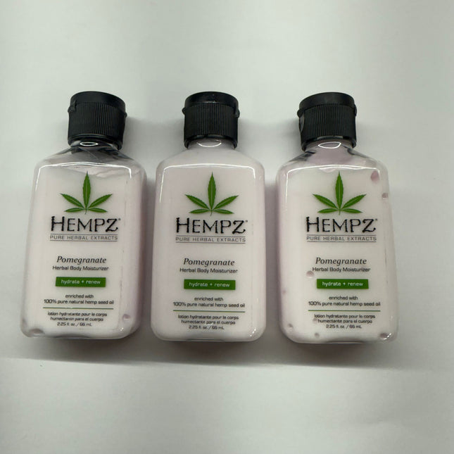 Hempz Pomegranate Herbal Body Moisturizer – 2.25 oz, Pack of 3 – Hydrating Lotion with Pure Hemp Seed Oil – New