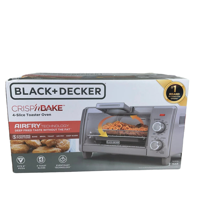 BLACK+DECKER Crisp ‘N Bake Air Fry 4-Slice Toaster Oven – Silver & Black – New