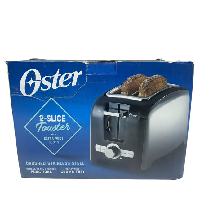 Oster 2-Slice Toaster with Extra-Wide Slots – Brushed Stainless Steel – Open Box