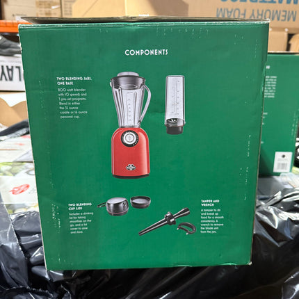 Ballarini Tesoro Countertop Blender – Metallic Grey, 800W, 32oz Carafe, Personal Cup Included