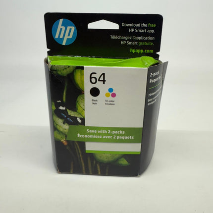 HP 64 Black & Tri-color Ink Cartridge 2-Pack X4D92AN – New