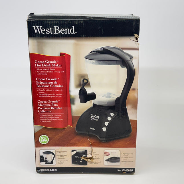 West Bend CL400BG Cocoa Grande Drink Maker with Container Black Open Box