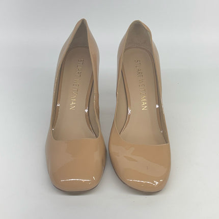 Stuart Weitzman Nude Patent Leather Block Heel Pumps Size 11.5 New Without Box