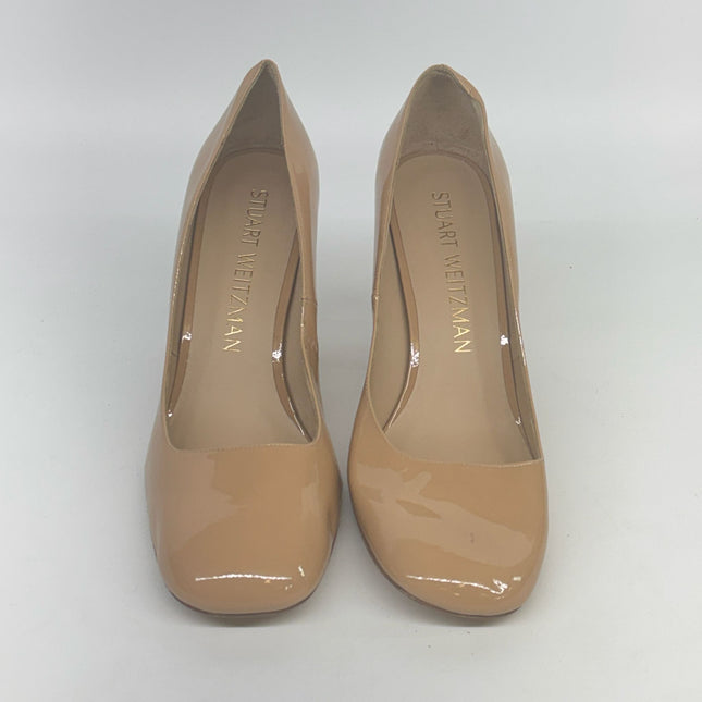 Stuart Weitzman Nude Patent Leather Block Heel Pumps Size 11.5 New Without Box