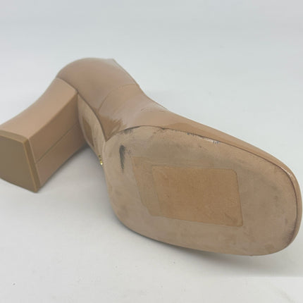 Stuart Weitzman Nude Patent Leather Block Heel Pumps Size 11.5 New Without Box