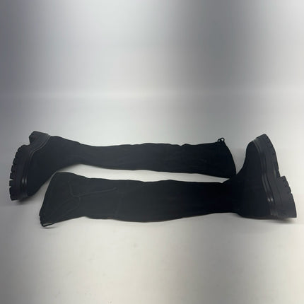 Stuart Weitzman Black Suede Over-the-Knee Lug Sole Boots Size 7 New Without Box
