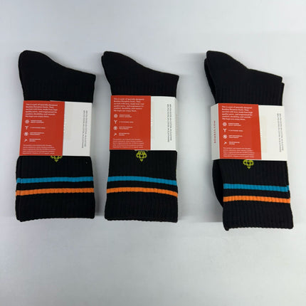 Bombas Black Crew Calf Socks Honeycomb Arch Support Size M - Unisex, 3 Pairs For Donation Purposes