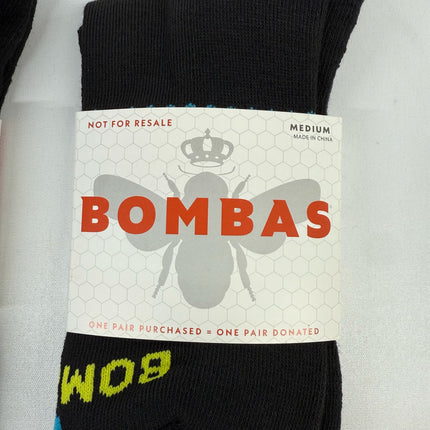 Bombas Black Crew Calf Socks Honeycomb Arch Support Size M - Unisex, 3 Pairs For Donation Purposes