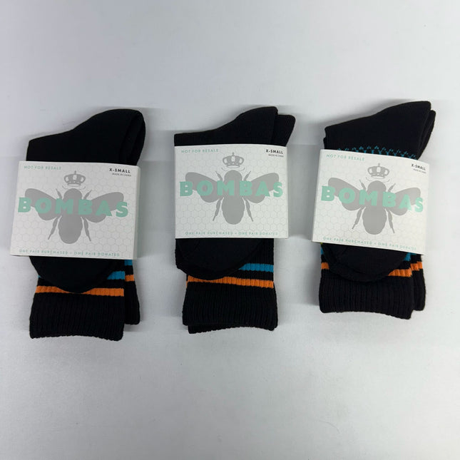 Bombas Black Honeycomb Arch Socks Size XS 3 Pairs - Made For Donation New