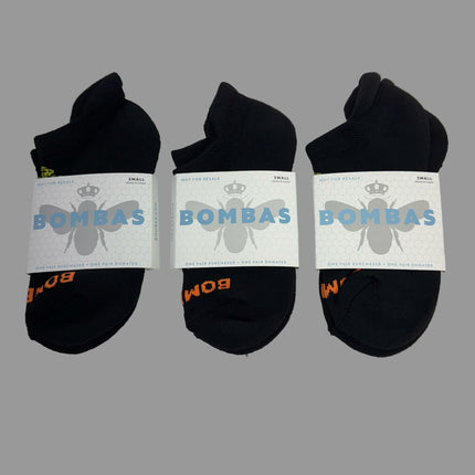 Bombas Womens Ankle Socks Arch Support Size S - Black 3 Pairs, Made For Donation New