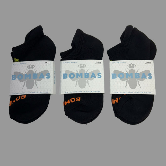 Bombas Womens Ankle Socks Arch Support Size S - Black 3 Pairs, Made For Donation New