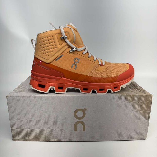 On Running Cloudrock Waterproof 2 Copper/Flare Women’s Hiking Boots Size 9 With Lighht Imperfection