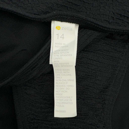 Zella Textured Black Bikini Bottoms Size 14 New