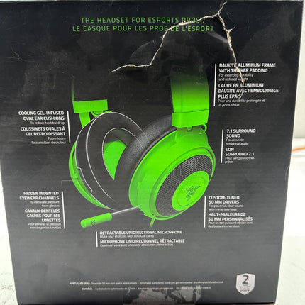 Razer Kraken Green Gaming Headset with Mic for PS5, Xbox, PC – Open Box