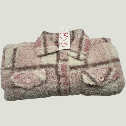 Design History Girls Pink Combo Sherpa Jacket, Size L (New)