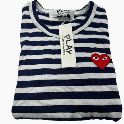 Comme des Garçons PLAY Women's Navy/White Striped Long Sleeve T-Shirt - Size XS (New)