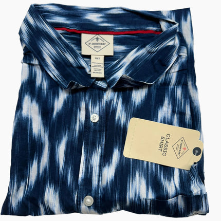 St. John's Bay Men's Sleeveless Classic Shirt - Navy Ikat - Size XLT - New