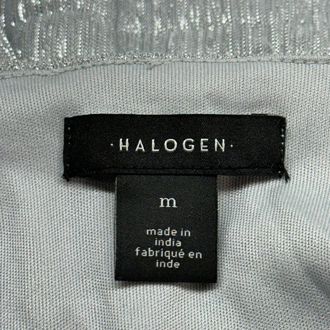 Halogen Women's Silver Metallic Tie-Sleeve Top, Size M - New Without Tags