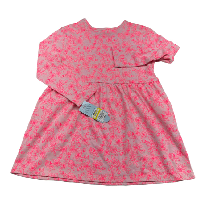 Cat & Jack Girls' Long-Sleeve Floral Dress - New, Size XS (4/5), Pink