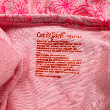 Cat & Jack Girls' Long-Sleeve Floral Dress - New, Size XS (4/5), Pink