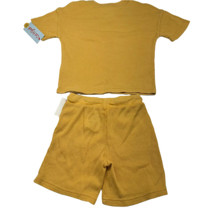 Cat & Jack Toddler Waffle Knit T-Shirt and Shorts Set - New, Size 3T, Yellow