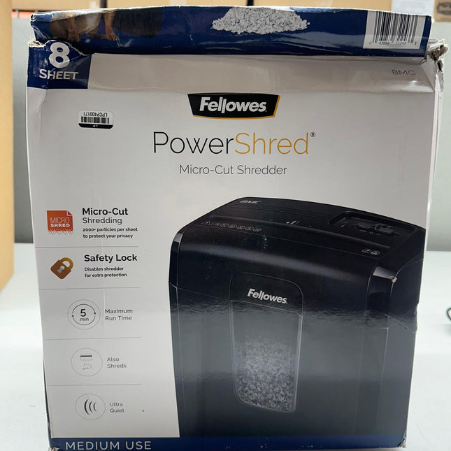 Fellowes Micro-Cut Shredder with Wastebasket, Black - New