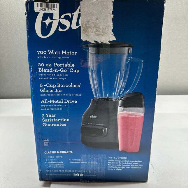 Oster Easy-to-Clean Blender with Dishwasher-Safe Glass Jar & Blend-n-Go Cup - 700W, 8 Speeds, New