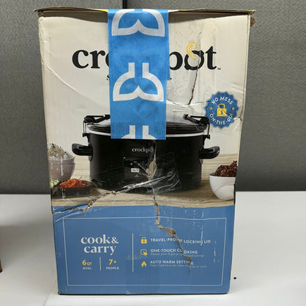 Crock-Pot 6qt Cook & Carry Programmable Slow Cooker - Matte Black, Open Box with Information