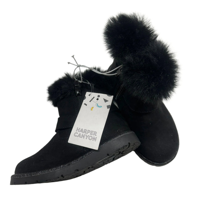 Harper Canyon Kids Black Boots with Faux Fur Trim - Size 9M (New).