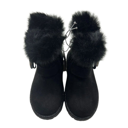 Harper Canyon Kids Black Boots with Faux Fur Trim - Size 9M (New).