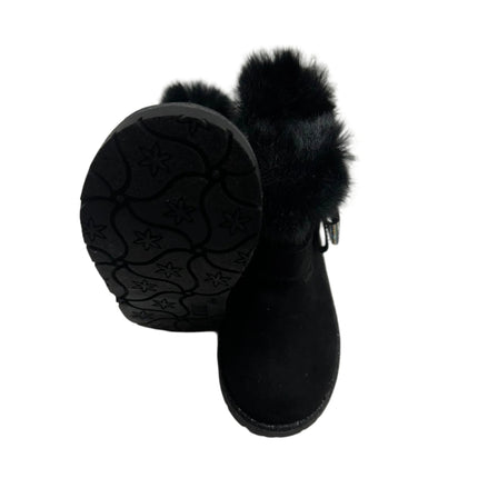Harper Canyon Kids Black Boots with Faux Fur Trim - Size 9M (New).