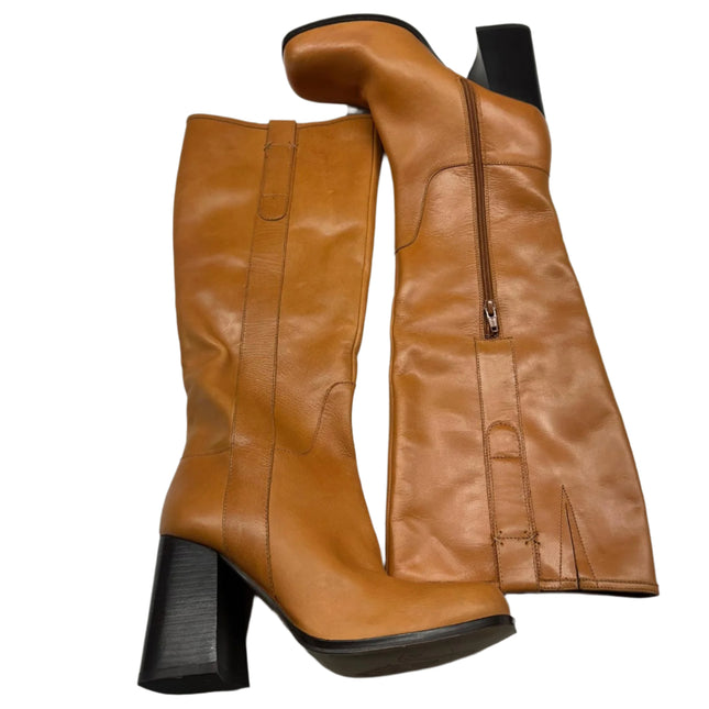 Free People Naomi Tall Heel Boots, Tuscan Tan, Size 8, New Without Box