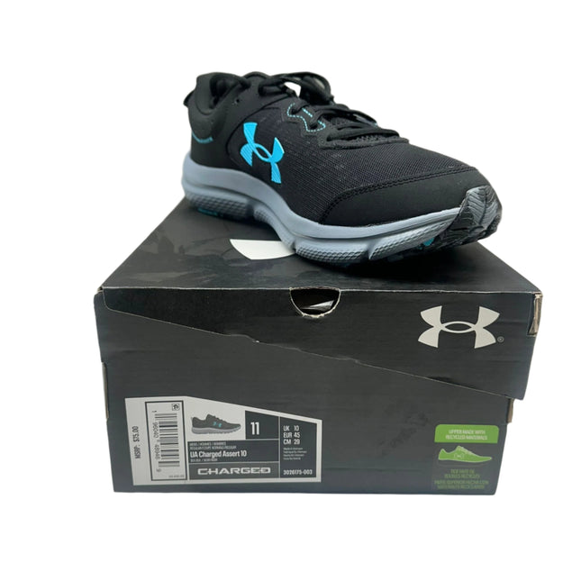 Under Armour Men's Charged Assert 10 Running Shoes – Black/Blue Surf – Size 11 – New