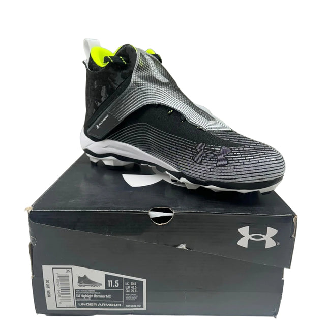 Under Armour Men's Highlight Hammer MC Football Cleats – Black/White – Size 11.5 – New