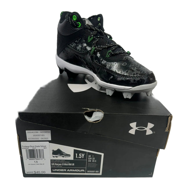 Under Armour Harper 8 RM Boys' Mid Baseball Cleats - Junior, Size 1.5Y, New