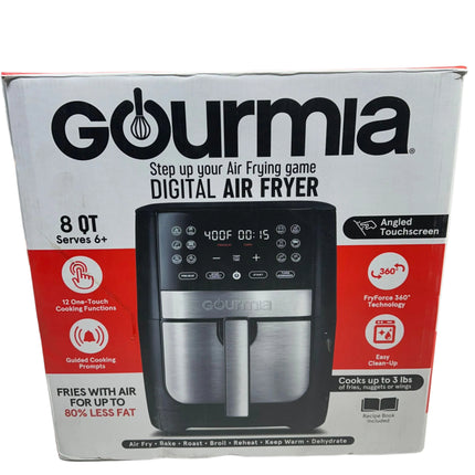 Gourmia 8 Qt Digital Air Fryer with FryForce 360 and Guided Cooking, Black/Stainless Steel, GAF826, 14.82 H - Used