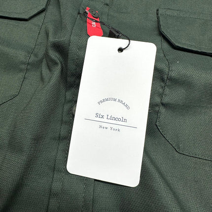 Six Lincoln Men's Short Sleeve Button-Down Shirt, Green, New-Size 3X,4X