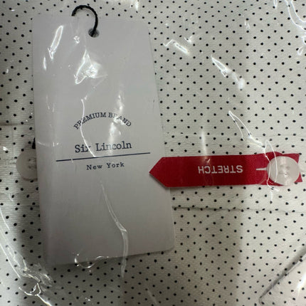 Six Lincoln New York Men's Short Sleeve Stretch Button-Up Shirt - White with Polka Dots - NEW ,Size 3X,4X
