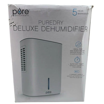 Pure Enrichment Dry Deluxe Dehumidifier - White, 20 Oz/Day, 100-300 Sq Ft (Open Box)