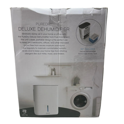 Pure Enrichment Dry Deluxe Dehumidifier - White, 20 Oz/Day, 100-300 Sq Ft (Open Box)
