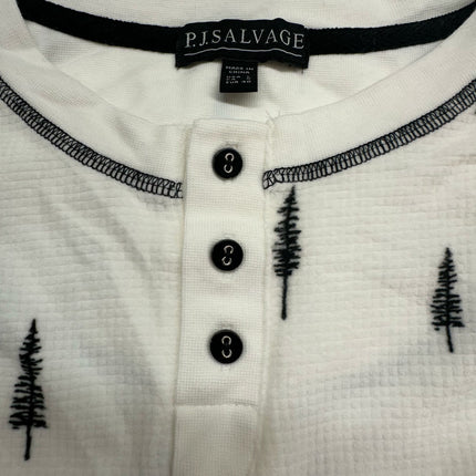 PJ Salvage Women's Ivory Thermal Henley Pajama Top L – Cozy Sleepwear – New