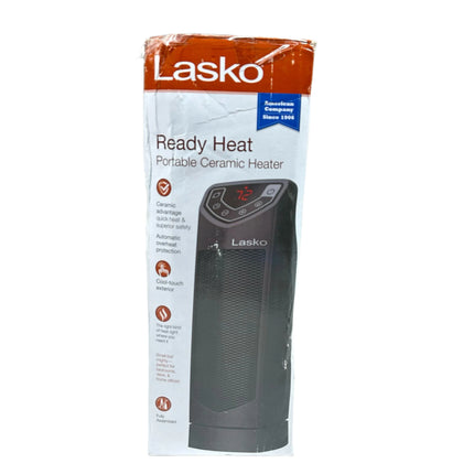 Lasko Ceramic Mini Tower Heater - 1500W, Portable Indoor Space Heater, Black (Open Box)