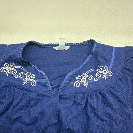 Adonna Women's Viking Blue Snap-Front Housecoat Size XL - New